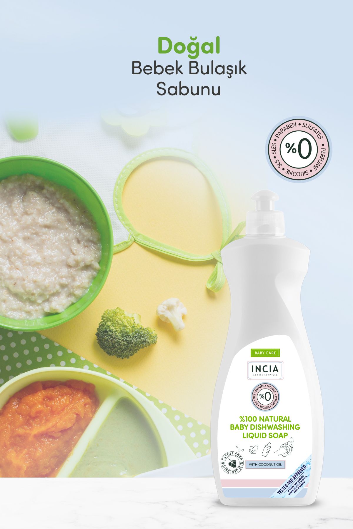 %100 Doğal Bebek Bulaşık Sabunu Bitkisel Emzik Biberon Temizleyici Vegan 500 ml 2 X Adet