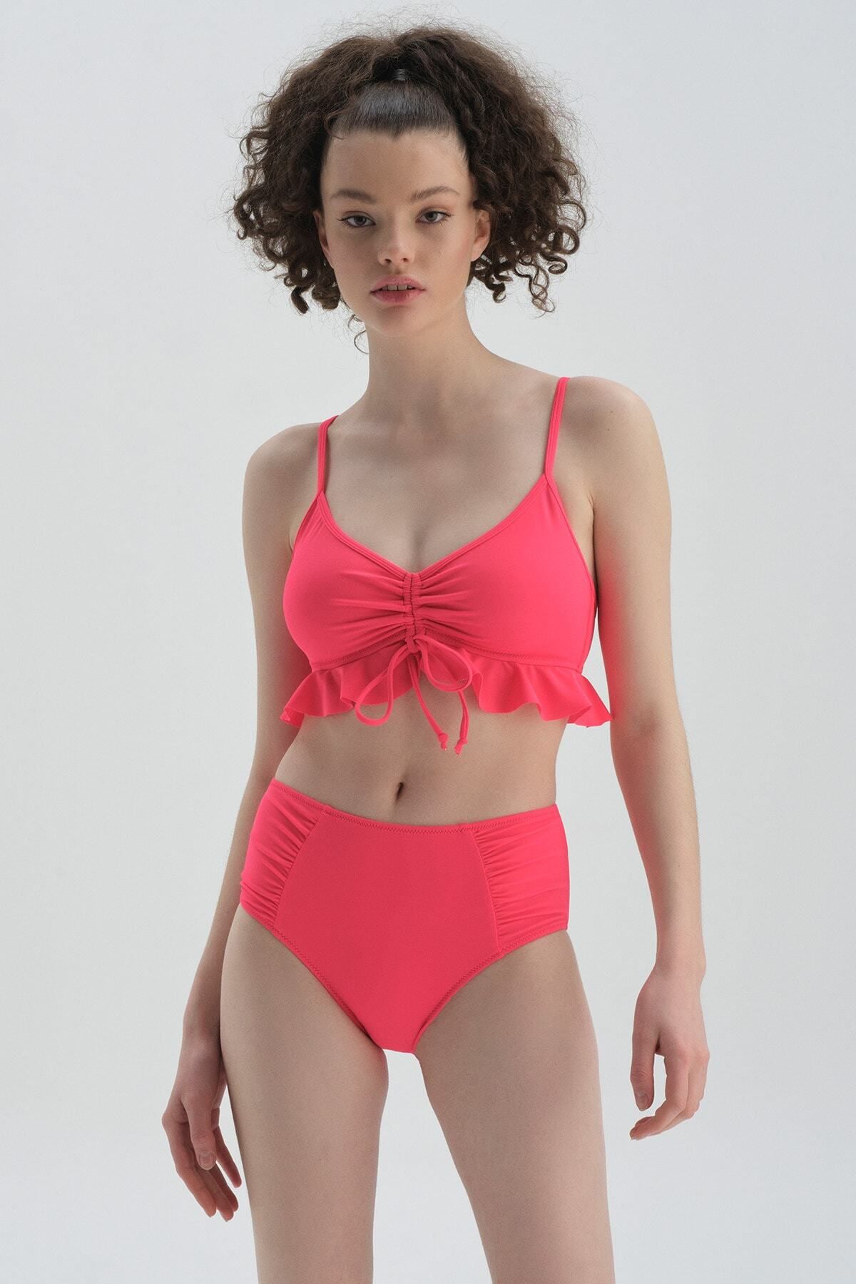 Dagi-Neon Fuchsia Recovery Side Draped High Waist Bikini Bottom 4