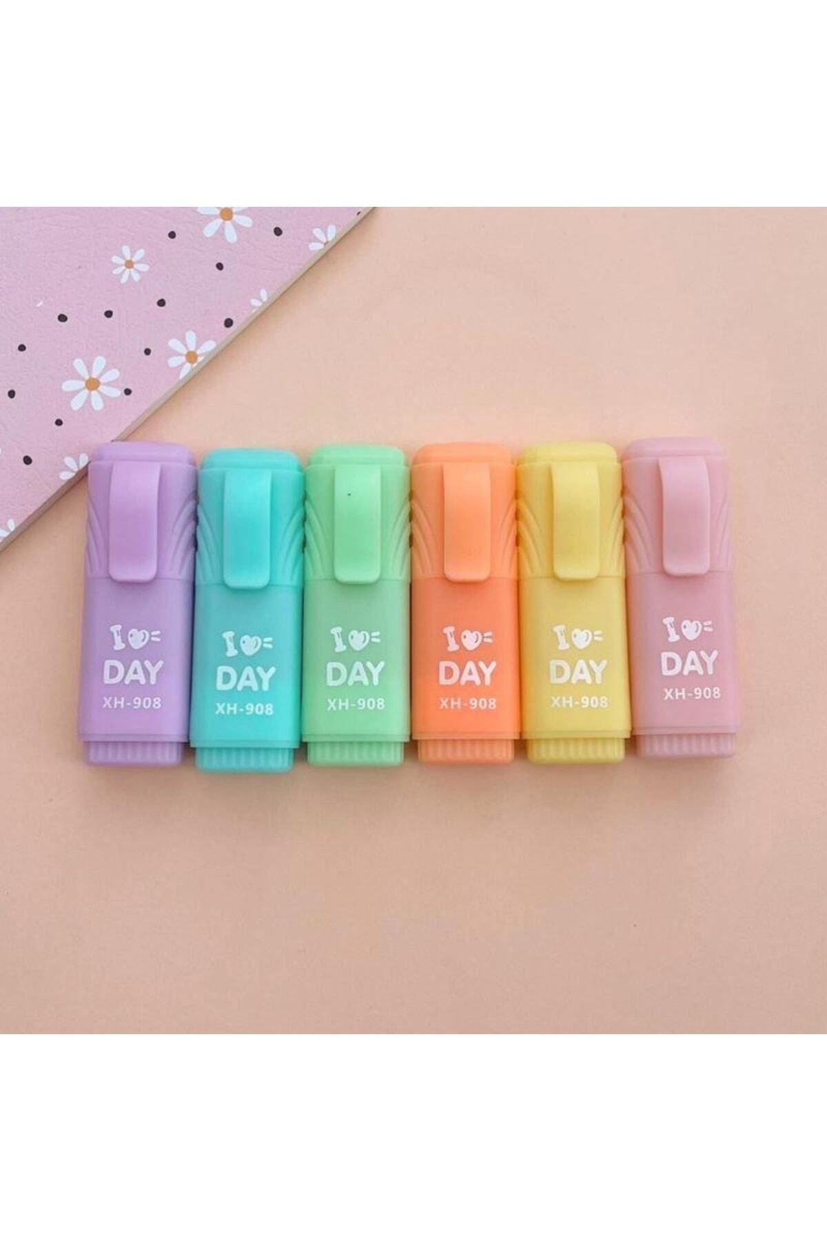 Mini Fosforlu Kalem 6'lı Işaretleme Kalemi - Pastel Renkler