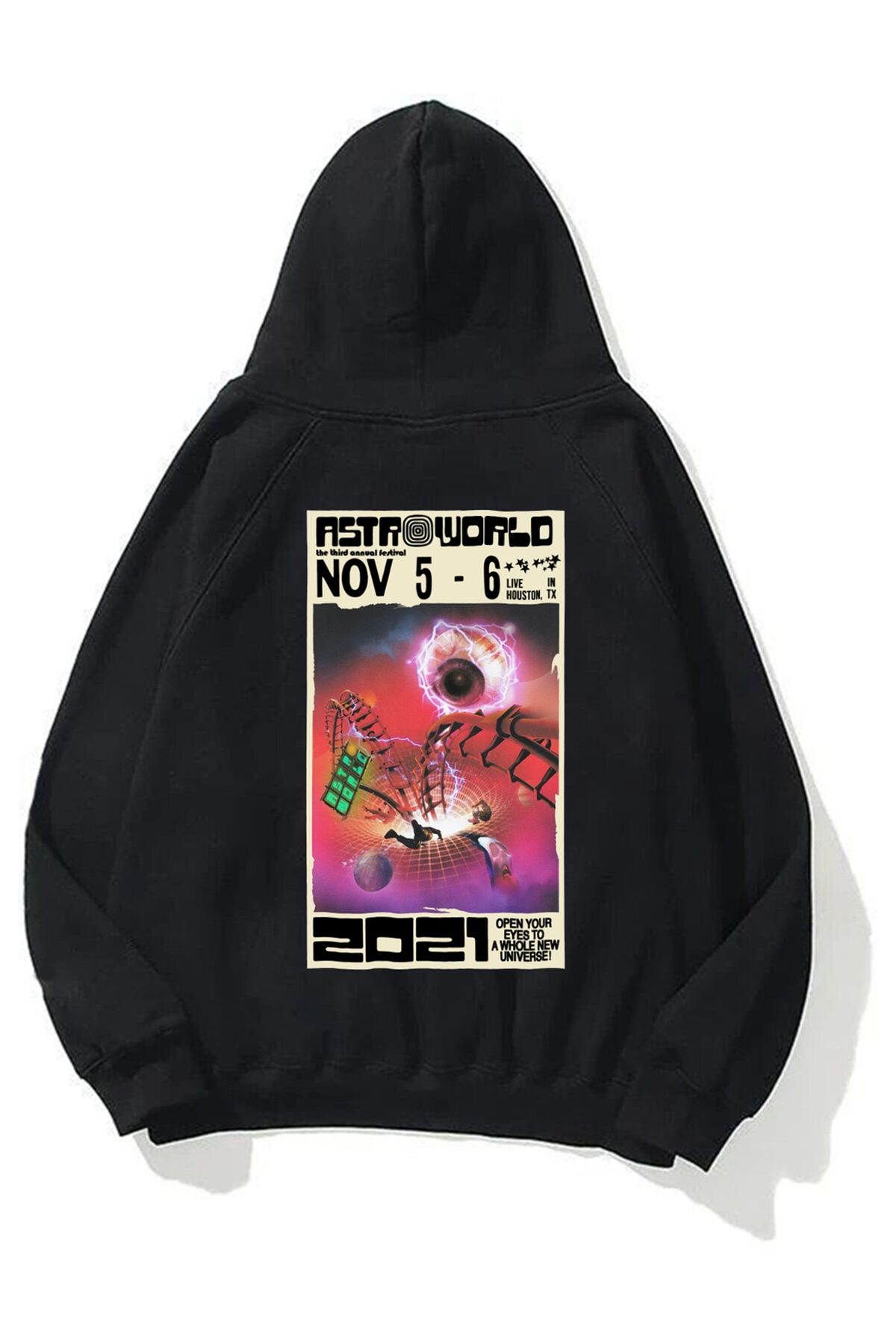 Trendiz Unisex Astroworld 2021 Black Sweatshirt Hoodie Trendyol