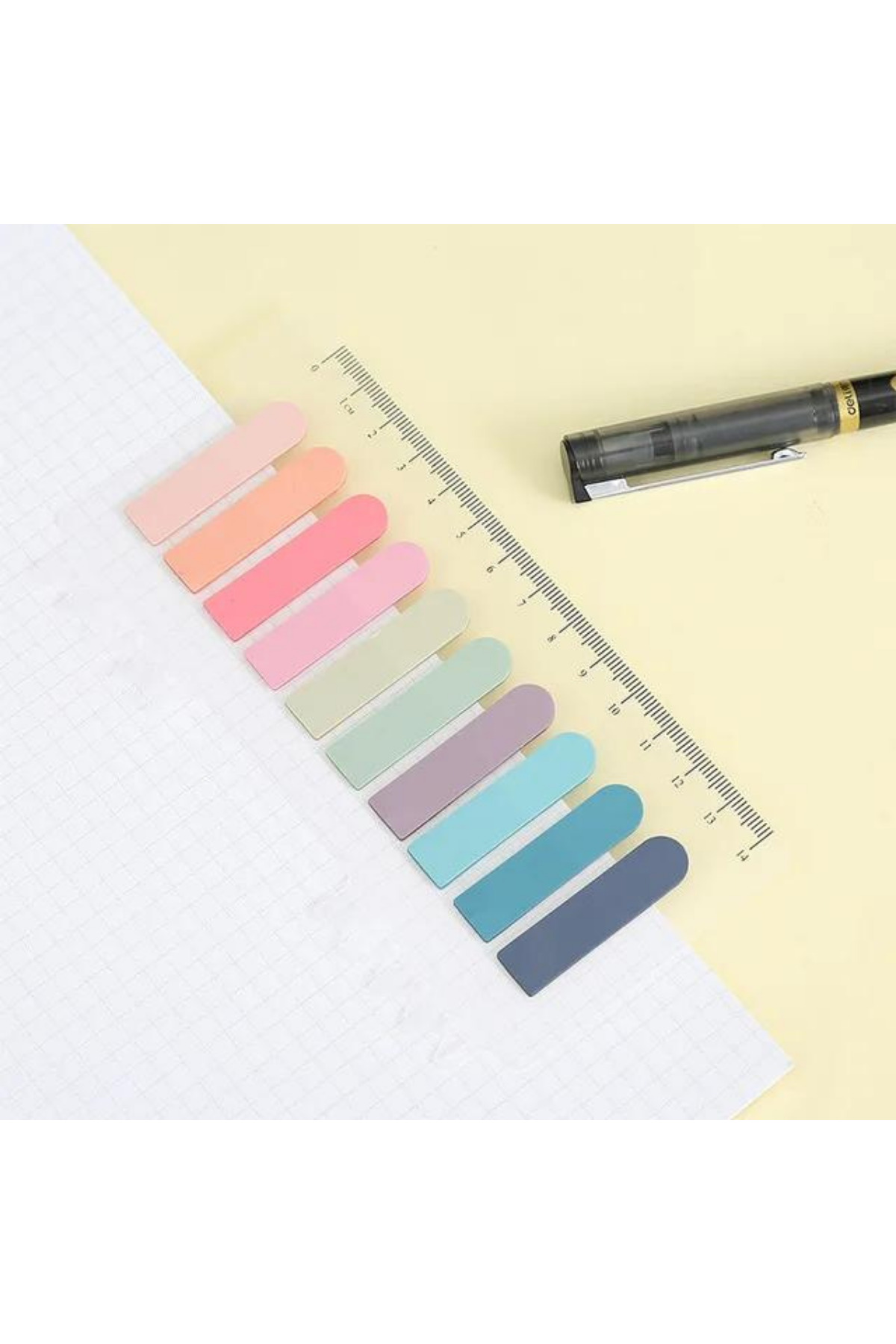 NaSaDAN 10 Colors Soft Pink Shades Transparent Postit with Ruler 200 Sheets