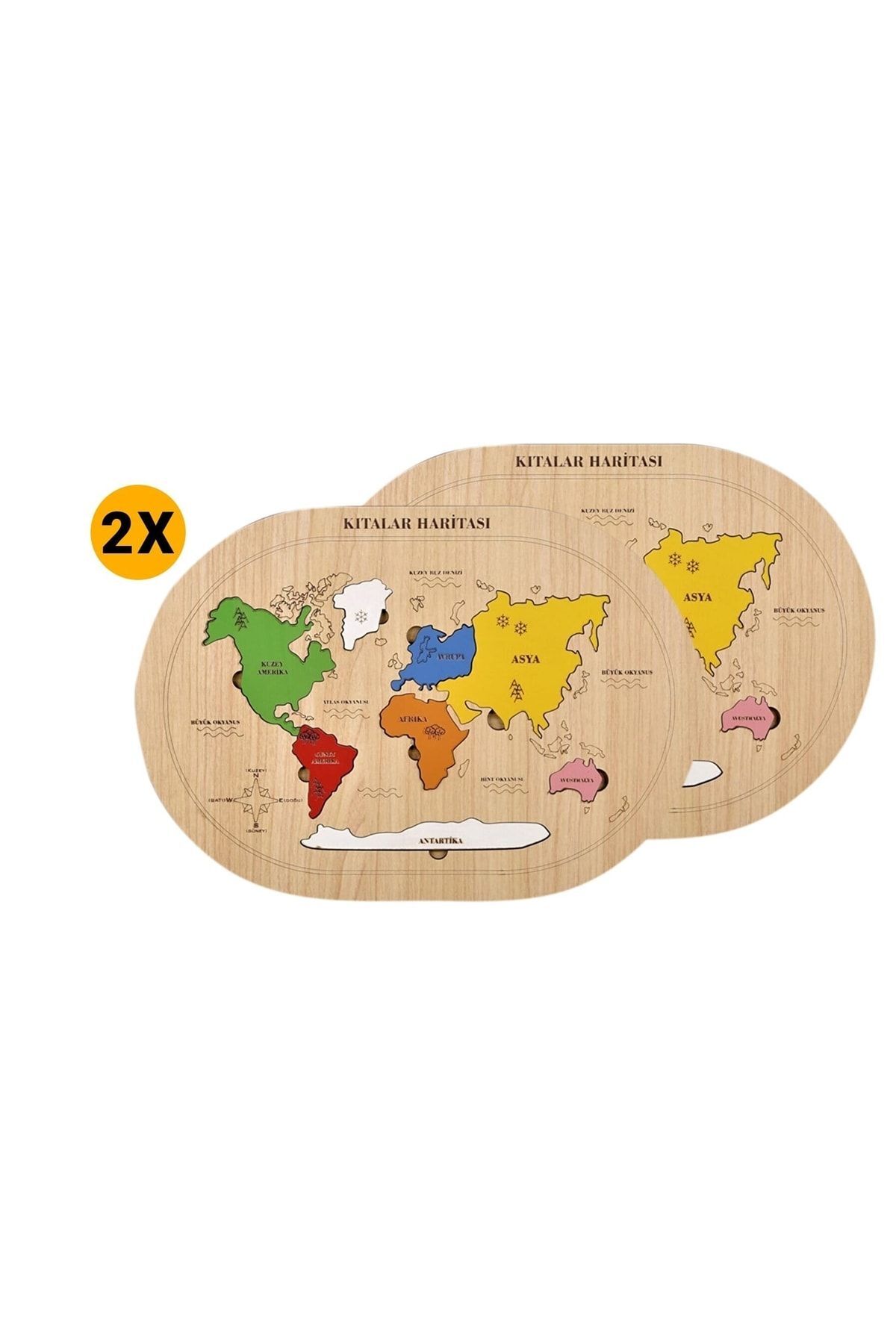 مجموعه نقشه قاره‌ها برای توسعه‌دهنده آموزشی، ست ۲ عددی، محصول دوگانه (۲۹٫۲×۲۰ سانتی‌متر)