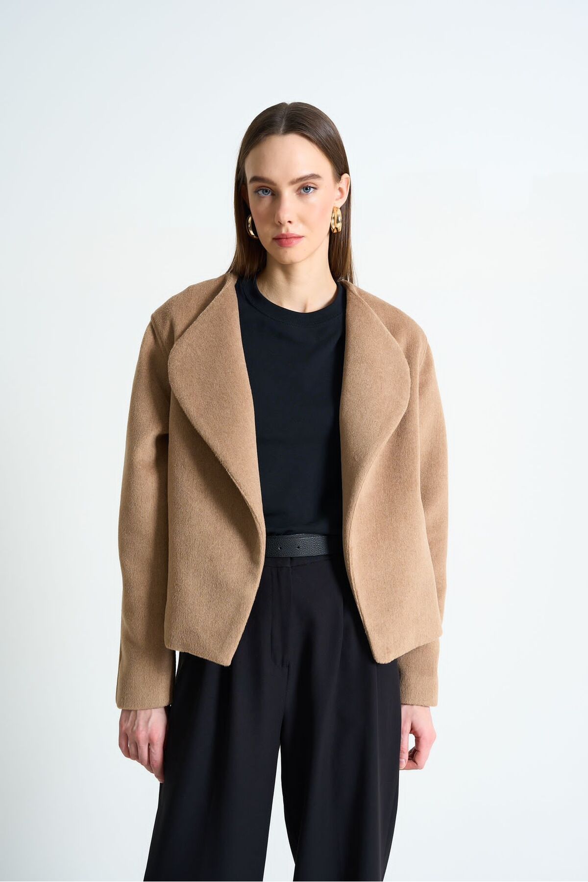 Women's Camel Wool Short Cashmere Coat