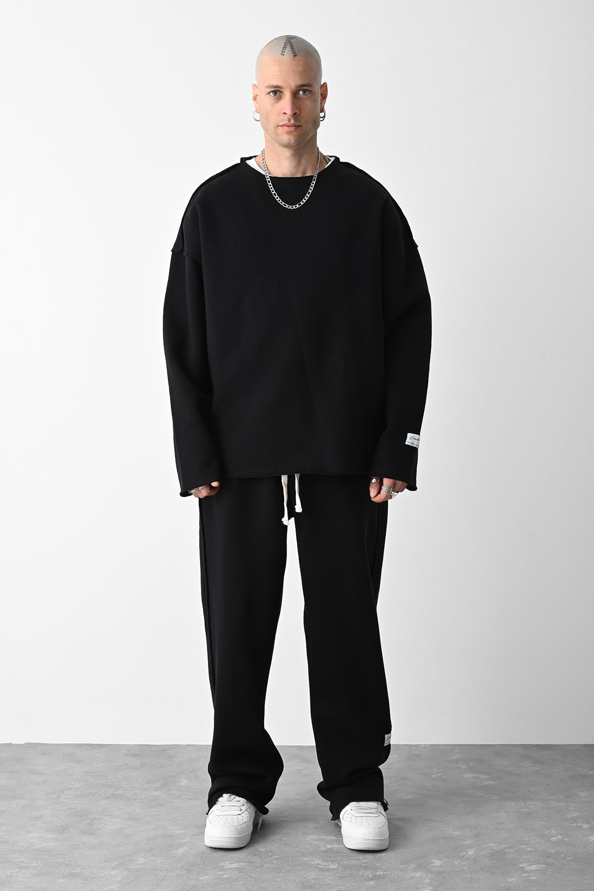 Collarless sweatshirt sale