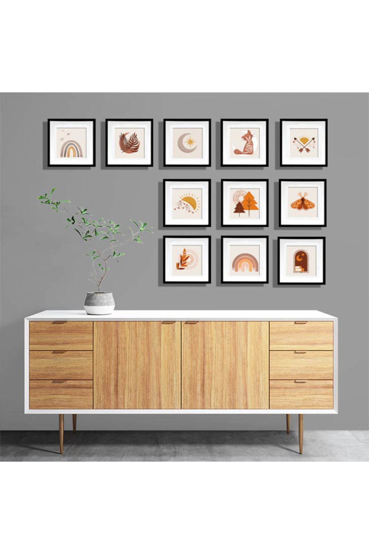 Lodos-21x21cm Square Frames with Adhesive Disconnect and Mat - Pack of 3 2