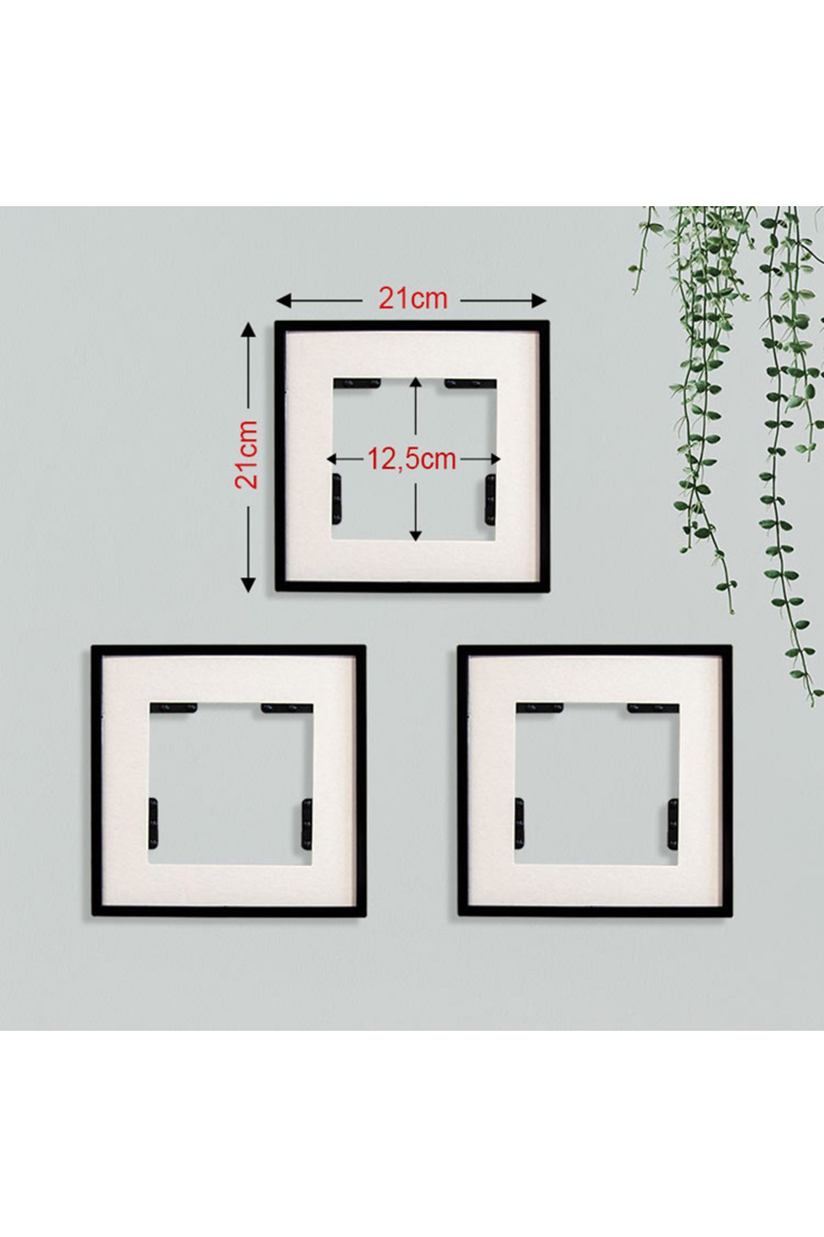 Lodos-21x21cm Square Frames with Adhesive Disconnect and Mat - Pack of 3 3