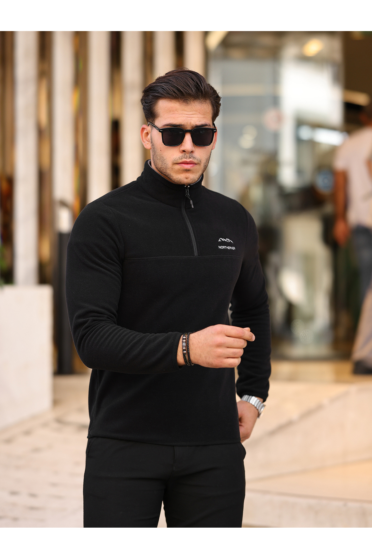 ضد پیلینگ مردانه نیم زیپ پشمی — مشکی TYCRCNL2AN169826220052369 — تصویر 2 از 3
