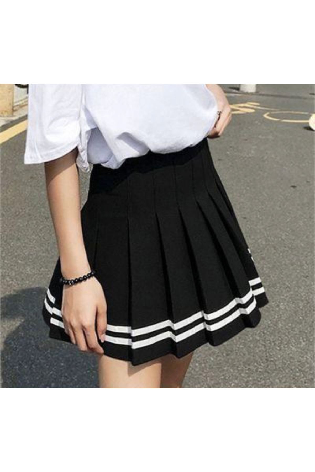 Y2K Strip Detail Skirt