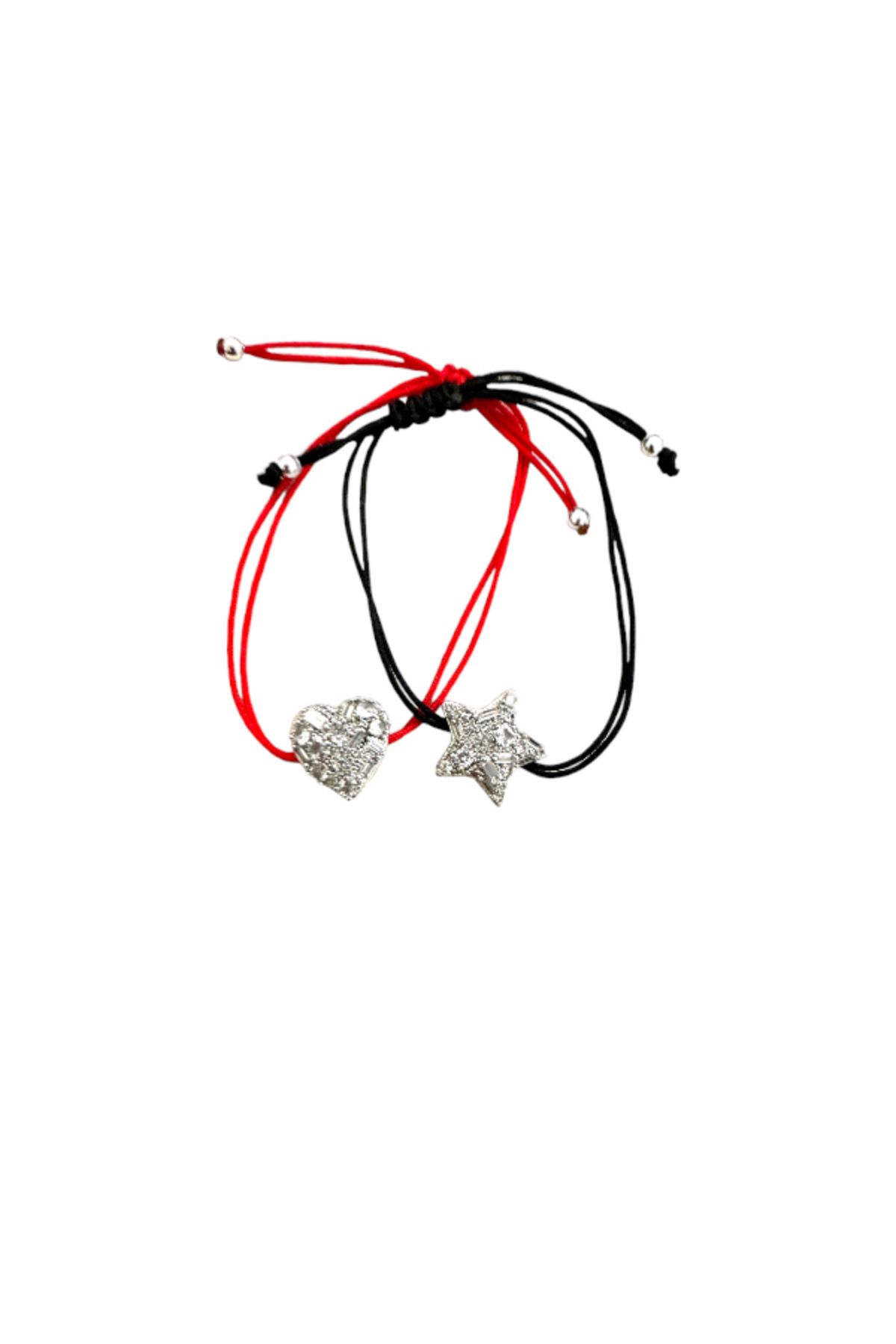 Finery by Nerrs-Black String Star Pattern Broken Baguette Bracelet 2