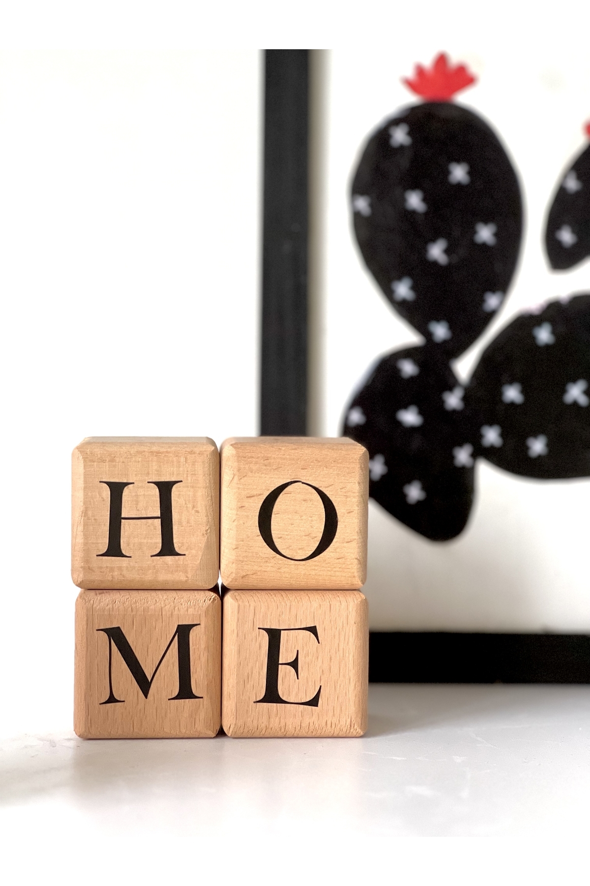 HOME Yazılı ahşap küp siyah