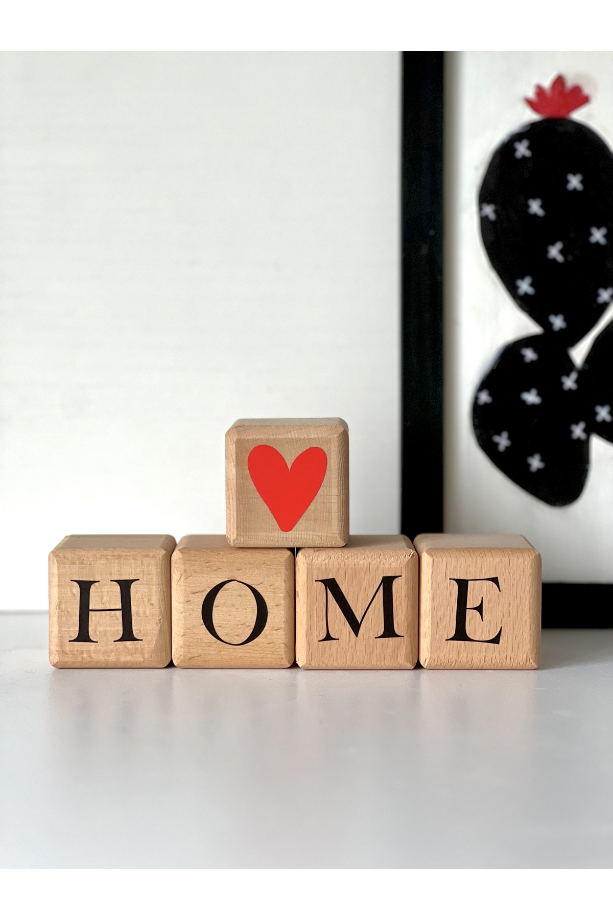 Home yazılı ahşap küp beyaz