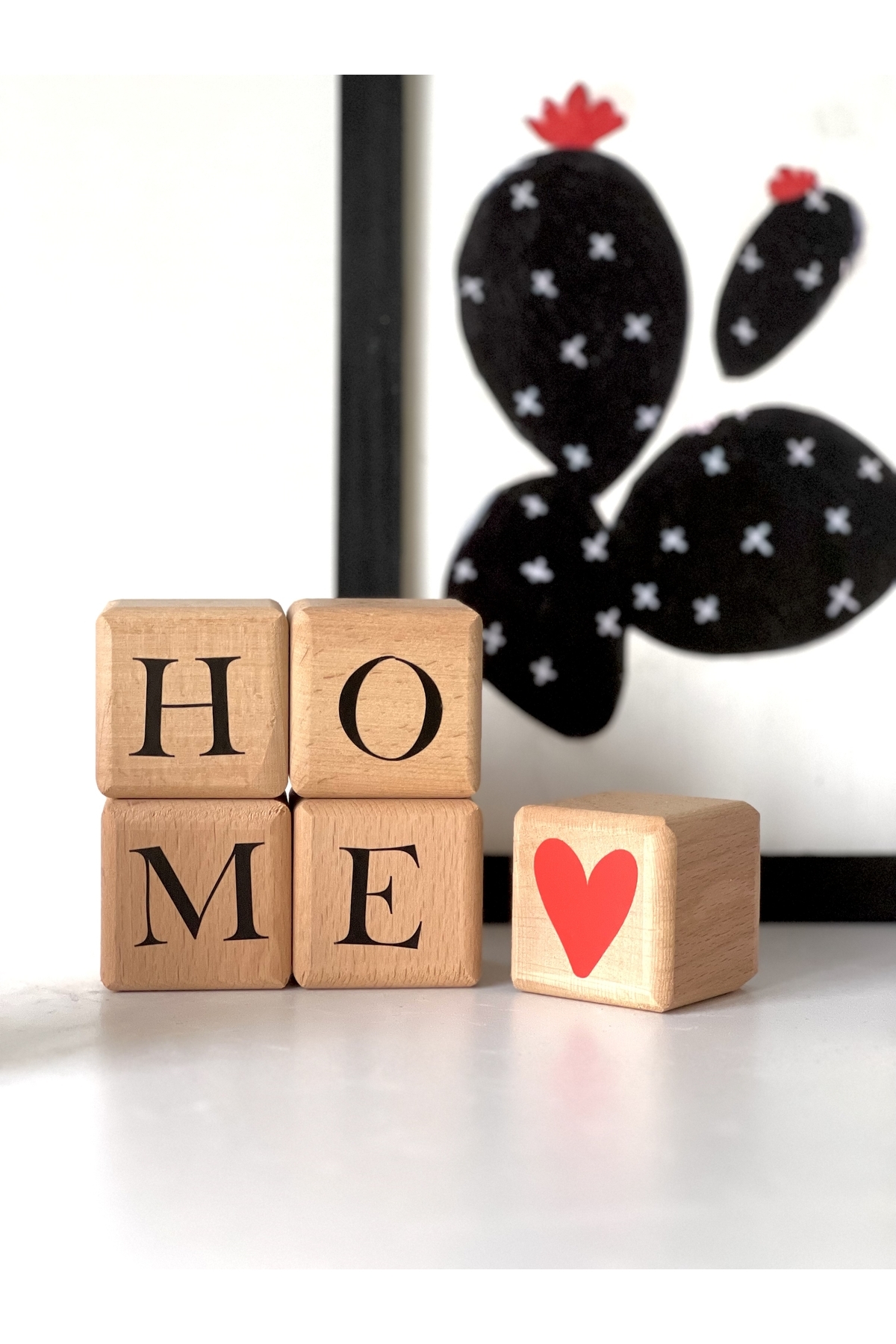 Home yazılı ahşap küp beyaz
