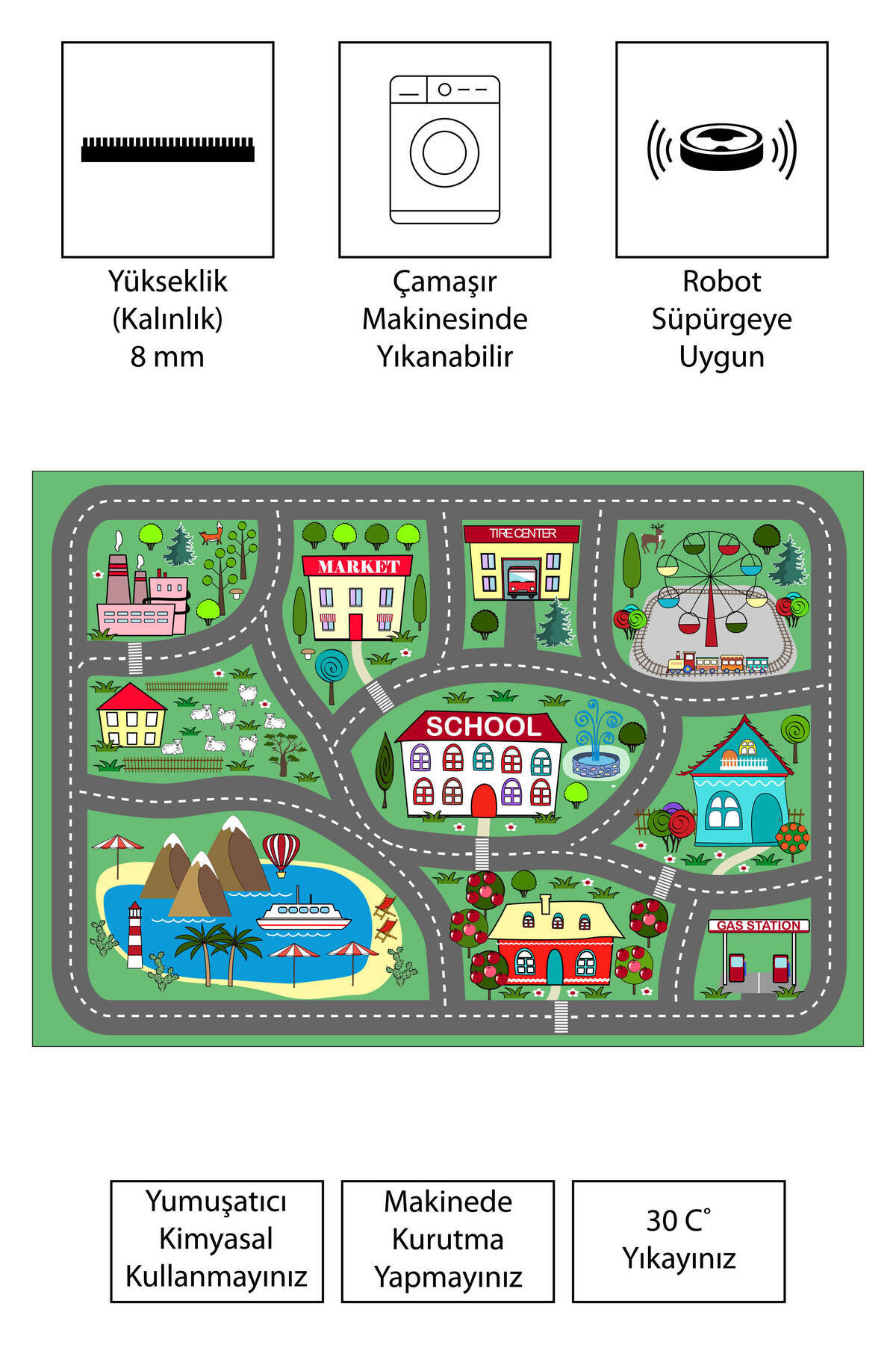 FABBHOME Dijital Baskı Kaymaz Taban Makinede Yıkanabilir Çocuk Odası Halısı Bebek Odası Halısı fotoğrafı 3 (önizleme)