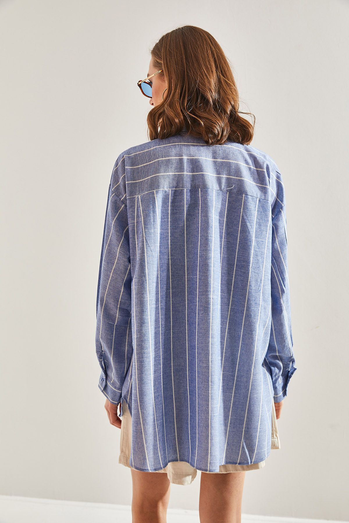 Bianco Lucci-Cămașă oversize cu dungi pentru damă 3