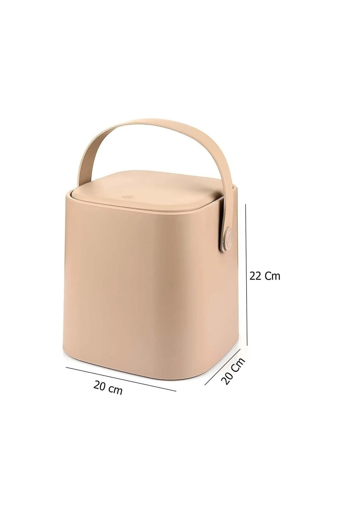 Carat Home-4 Lt Latte Countertop Kitchen Trash Can - with Click Lid, Handle and Inner Bucket 5