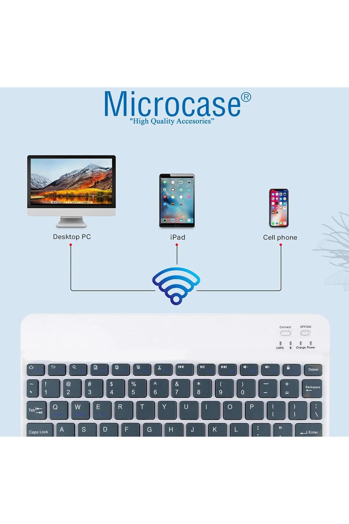 Tablet ve Telefonlar için Şarjlı Bluetooth Türkçe Q Klavye - AL2671 Mavi 3