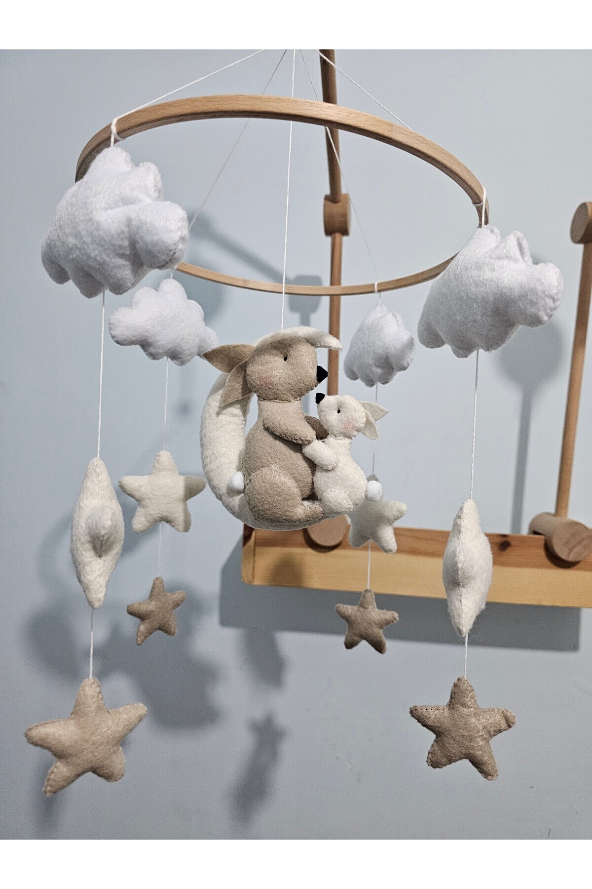 DÖNENCİX Bebek Odası Beşik Süsü Keçe Dönence Anne Yavru Tavşan fotoğrafı 3 (önizleme)