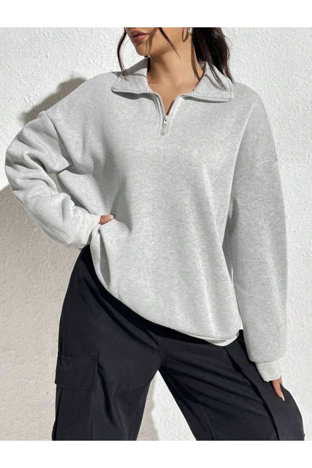 Plain half zip pullover sales