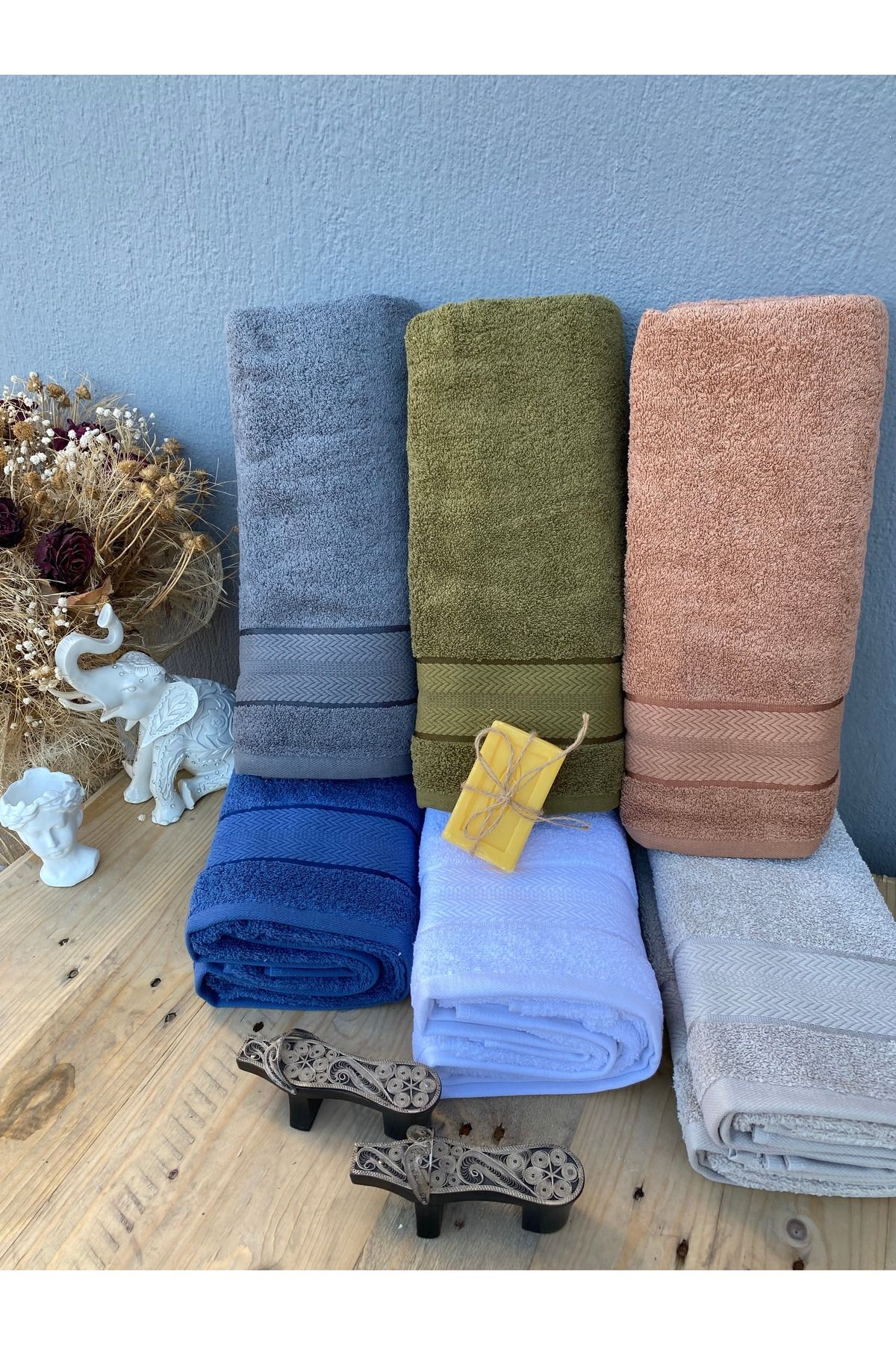 AYHANHOME Jacquard Colored 100 Cotton 6 Pieces 50 X 90 Cm Hand and Face Towel Set Trendyol