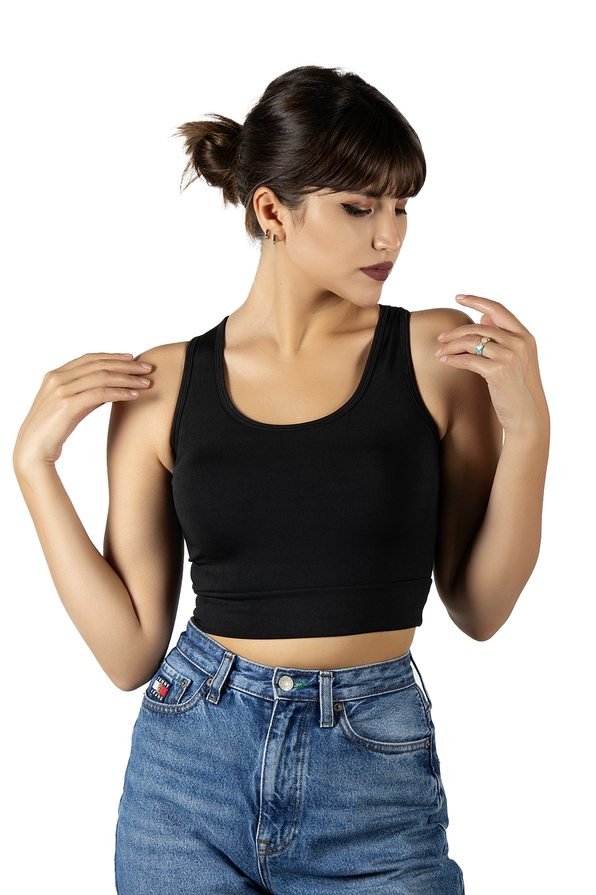 BUCADO  Siyah Sırt Detaylı Fitted/Vücuda Oturan Kare Yaka Spor Bluz - Görsel 4