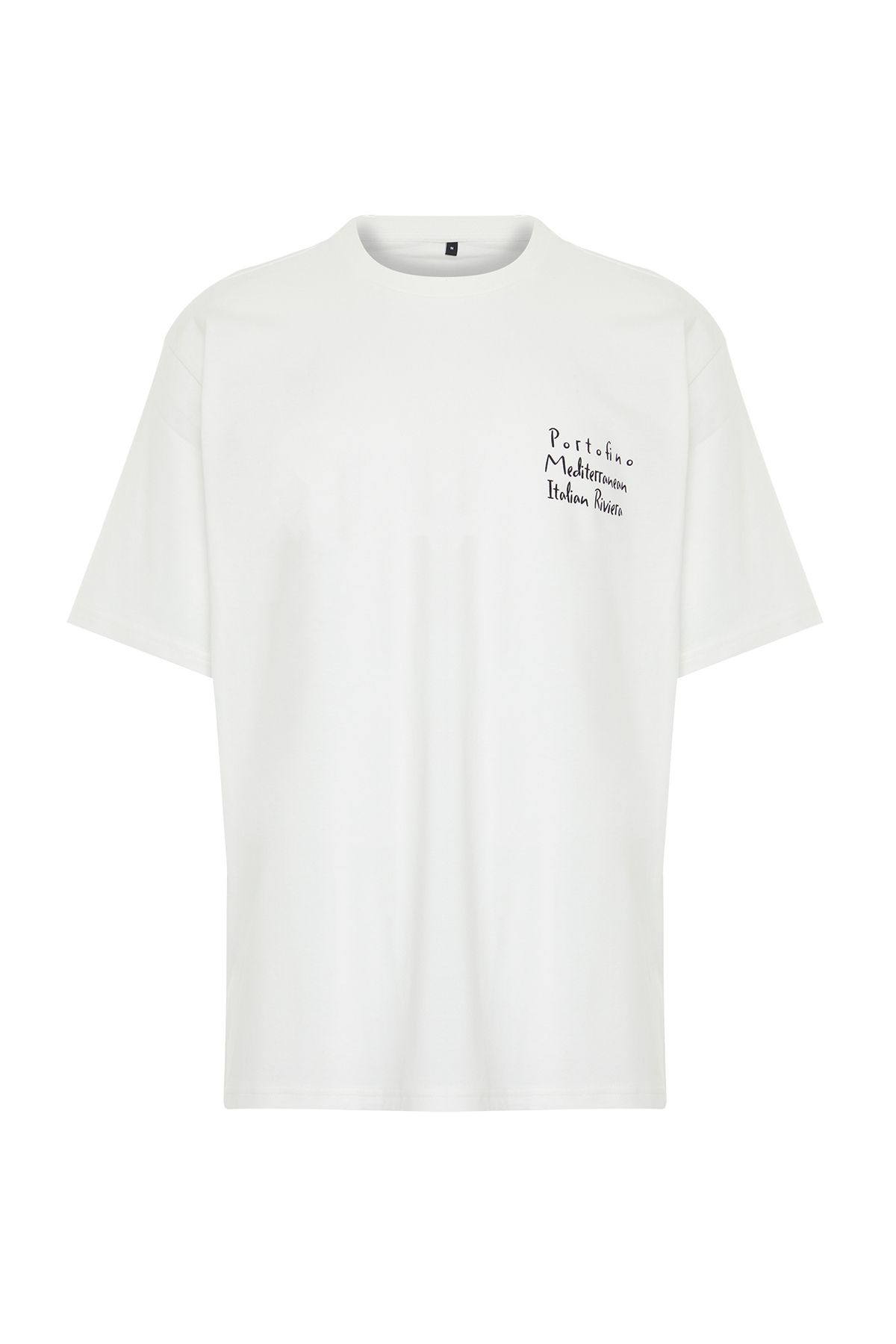 Trendyol Collection-Βαμβακερό μπλουζάκι Landscape Printed Ecru Oversize - TMNSS24TS00124 7
