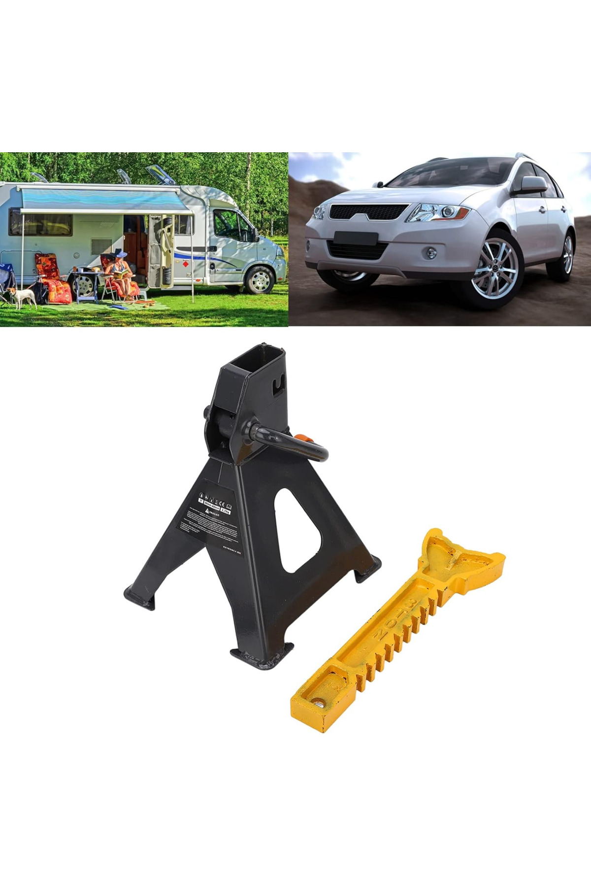 MOONSHOP Pro Alman 3TON-3000KG Kaymaz Kilitleme Özelikli Korumalı 3 Ton Kriko Standı Araç Altı Sehpa 2 Li Set