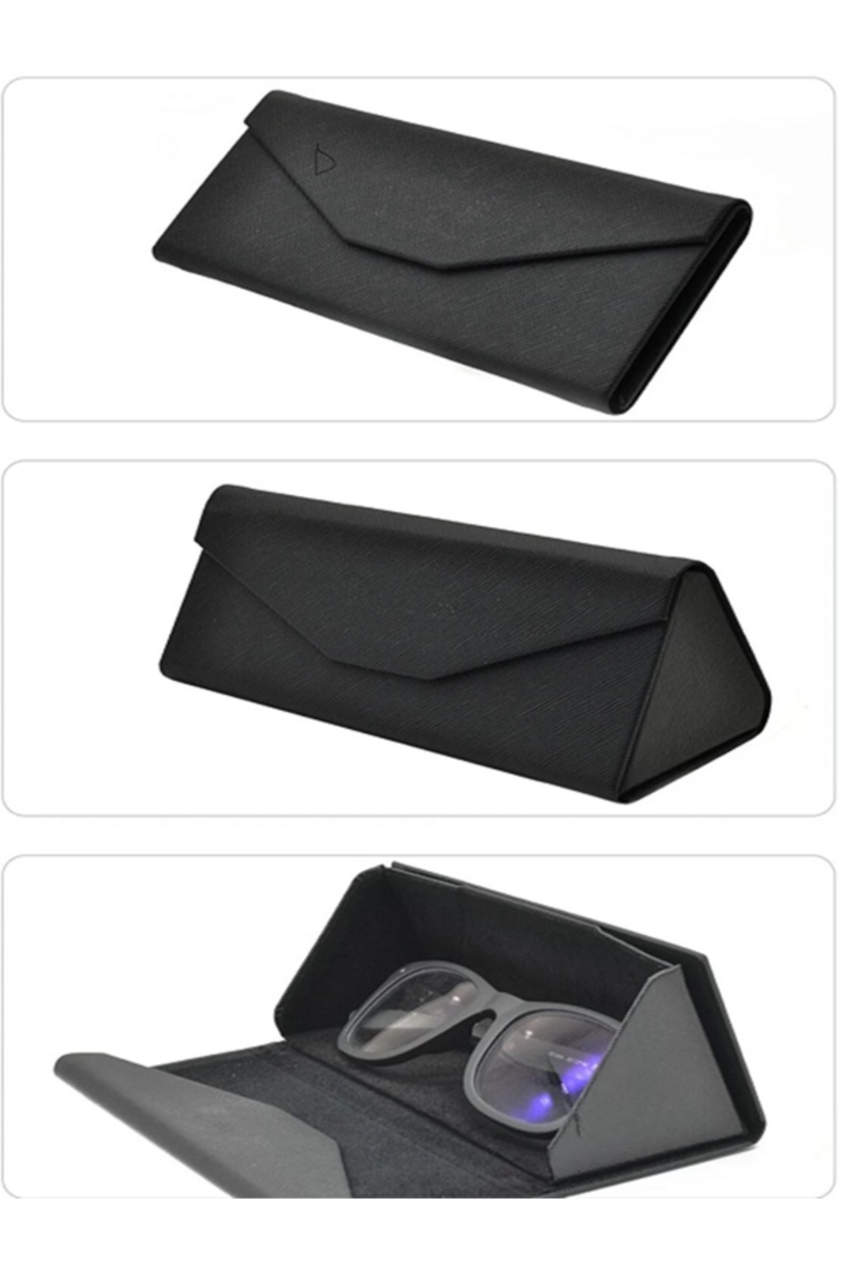 Bizzarini Deri Gözlük Kabı Katlanabilir Güneş Gözlüğü Kabı Silme Bezi Hediyeli