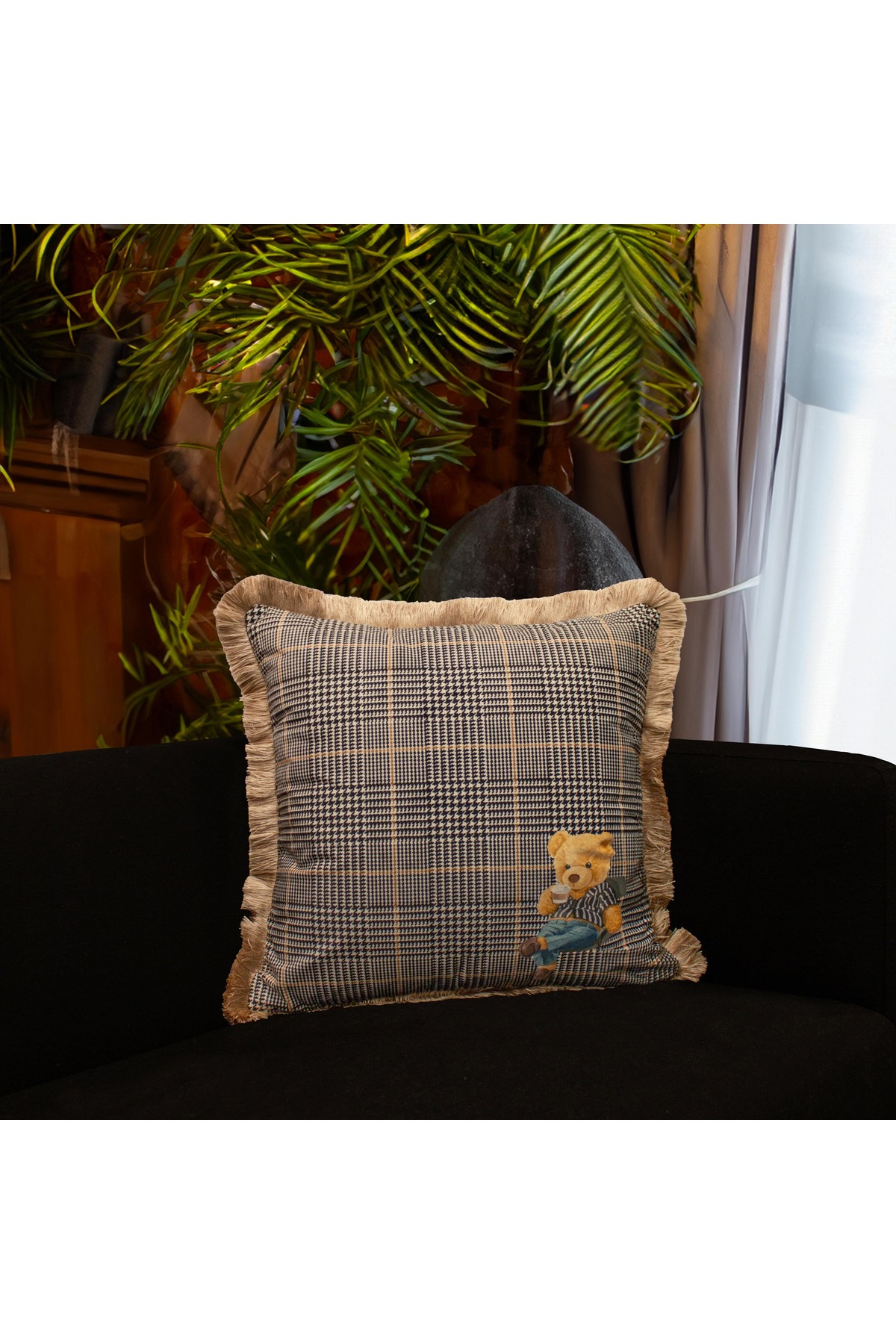 Adawall Kareli Picniker Teddy Yastık/Kırlent (Dolgu Boncuk Elyaf, Ulusl. Yıkama Ve Solmama Sertifikası)