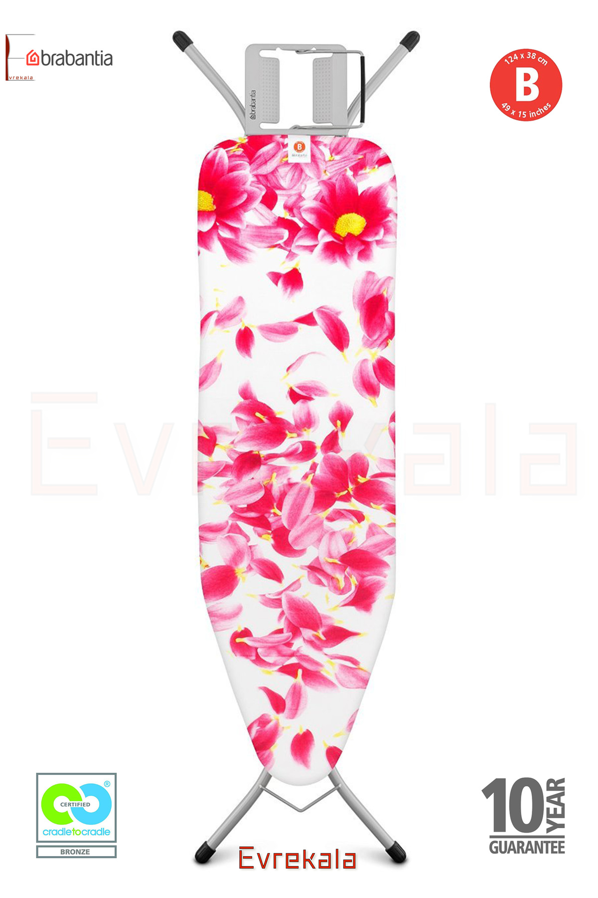 Evrekala Shop Ironing Board Brabantia Ironing Board-Authorized Stage -New Series 124x38cm Stretch-System