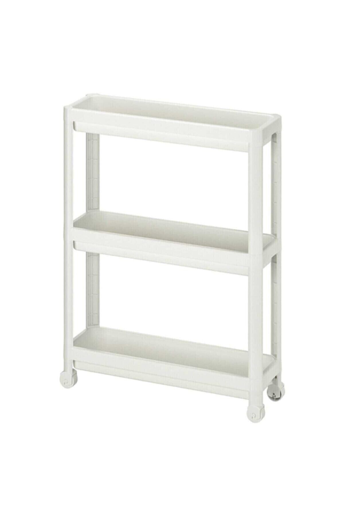 Bayev-Οργάνωση κουζίνας μπάνιου Organizer Tiers Rack White 3 Tiers Μονάδα ραφιών με ρόδες 3