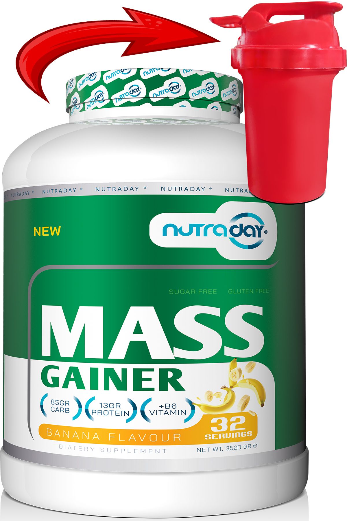 Karbonhidrat Tozu Mass Gainer 3520 Gram Muz Aromalı Hacim Kütle Kas GainerMass