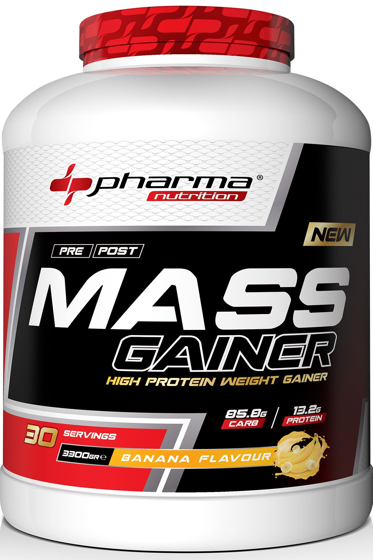 Pharma Nutrition Mass Gainer 3300 Gr Muz Aromalı Kilo Kas Karbonhidrat Tozu Hacim 30 Servis
