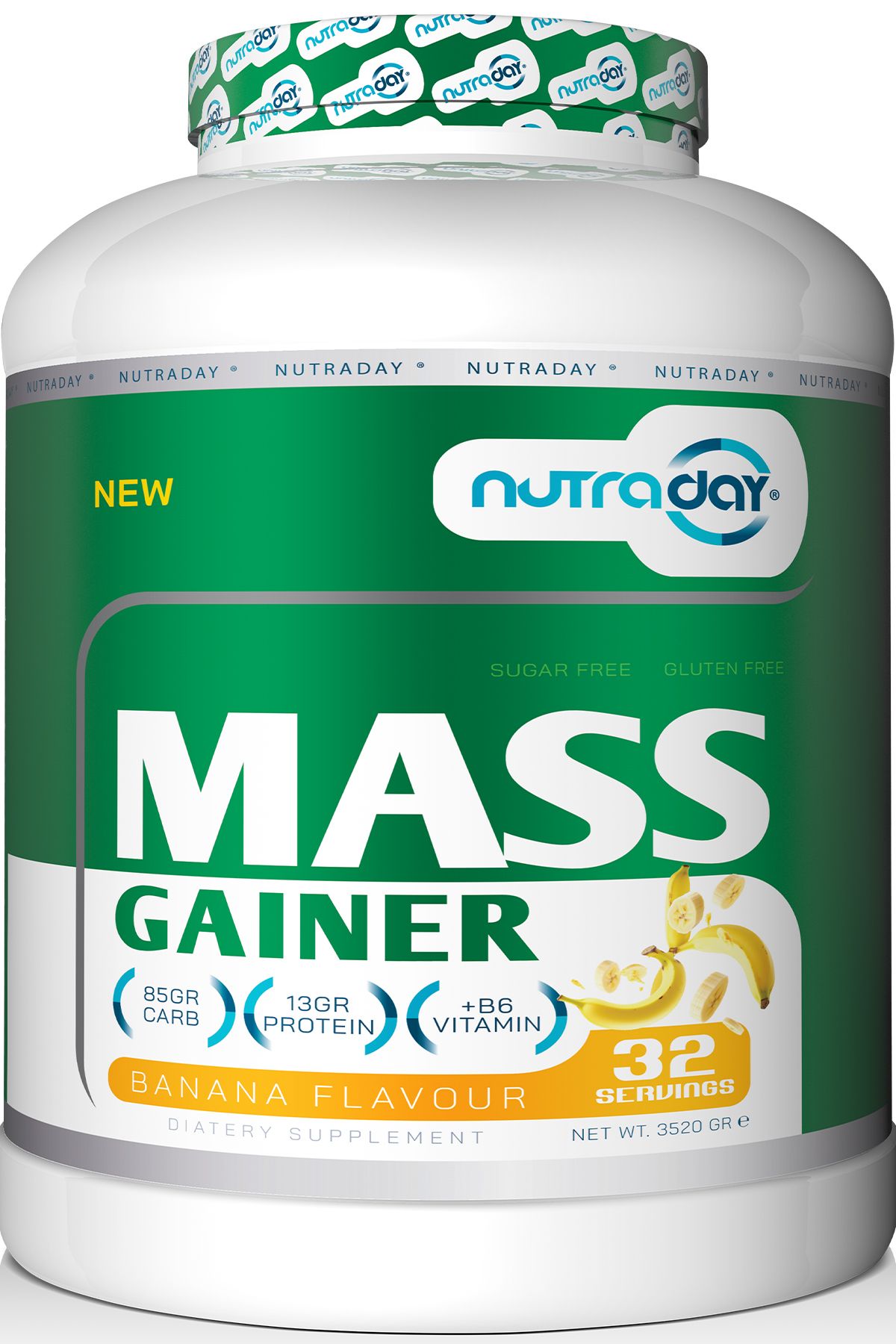 nutraday Karbonhidrat Tozu Mass Gainer 3520 Gram Muz Aromalı Hacim Kütle Kas GainerMasss