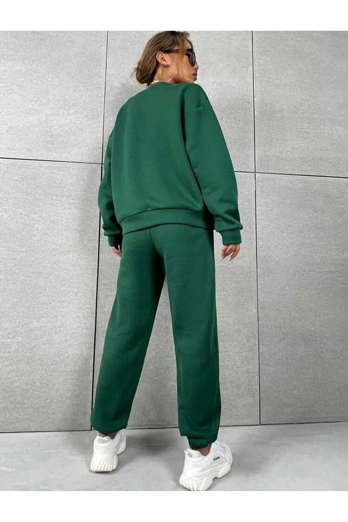 Eşofman Takımı Sweatshirt Jogger - Oversize Şardonlu — سبز modernmoda-Heart — تصویر 2 از 3