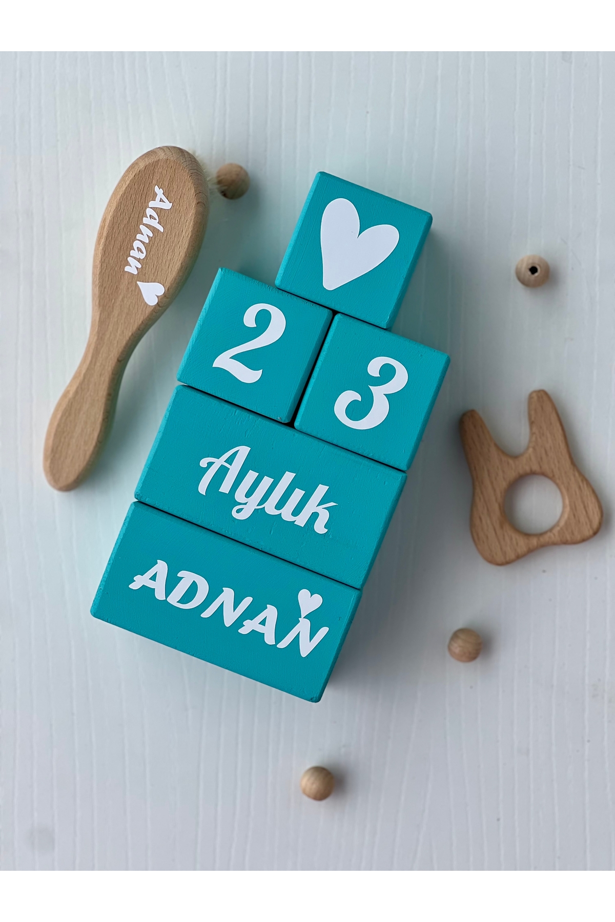 MAVİ ANNE BEBEK ANI KÜPÜ İSİMLİ KÜP İSİMLİ BEBEK SAÇ FIRÇASI
