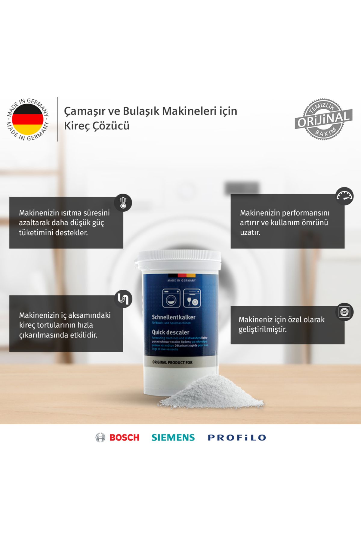 Bosch Siemens Profilo Çamaşır ve Bulaşık Kireç Temizleyici