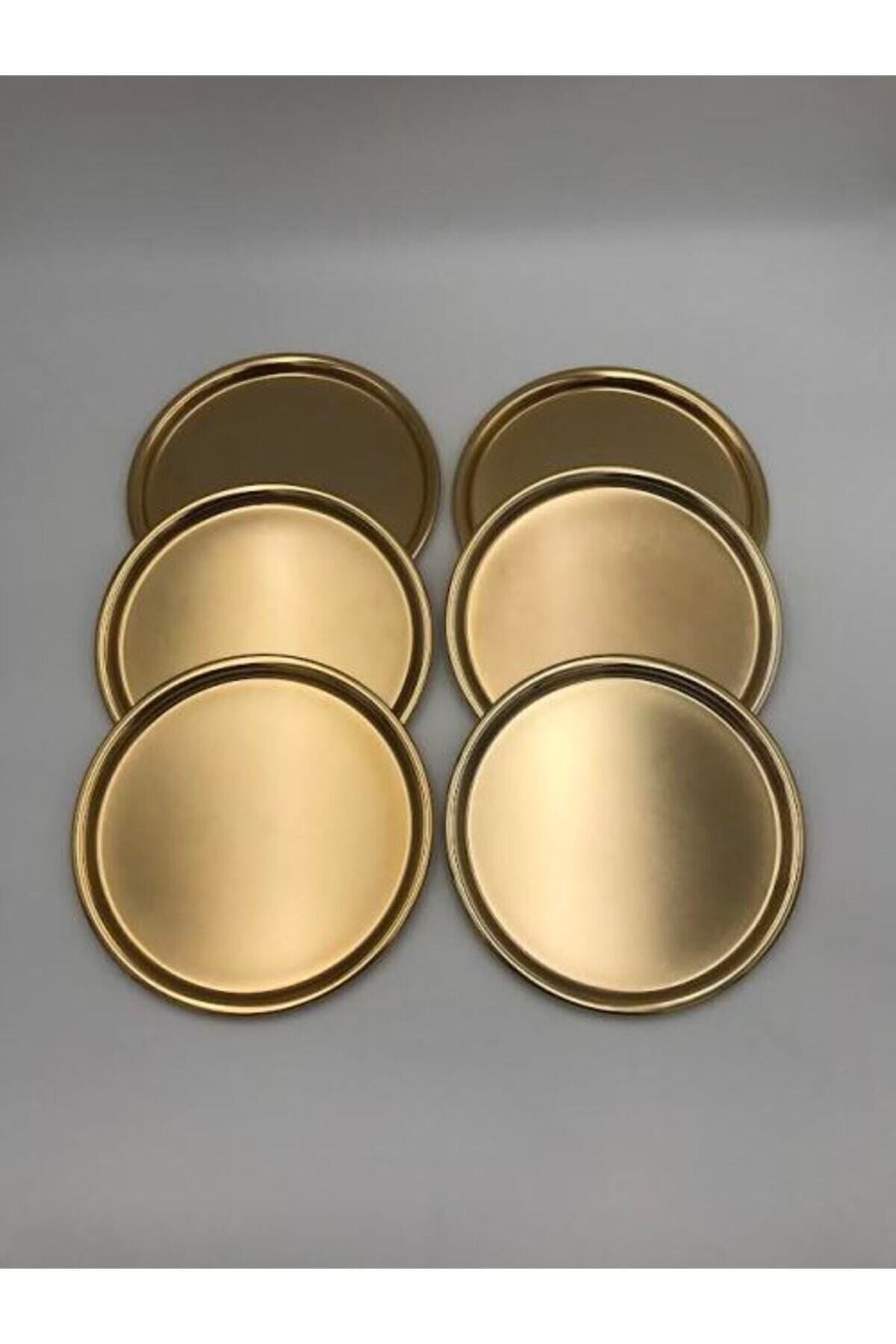 Asl Hediyelik Round Gold Presentation Tray Decorative Serving