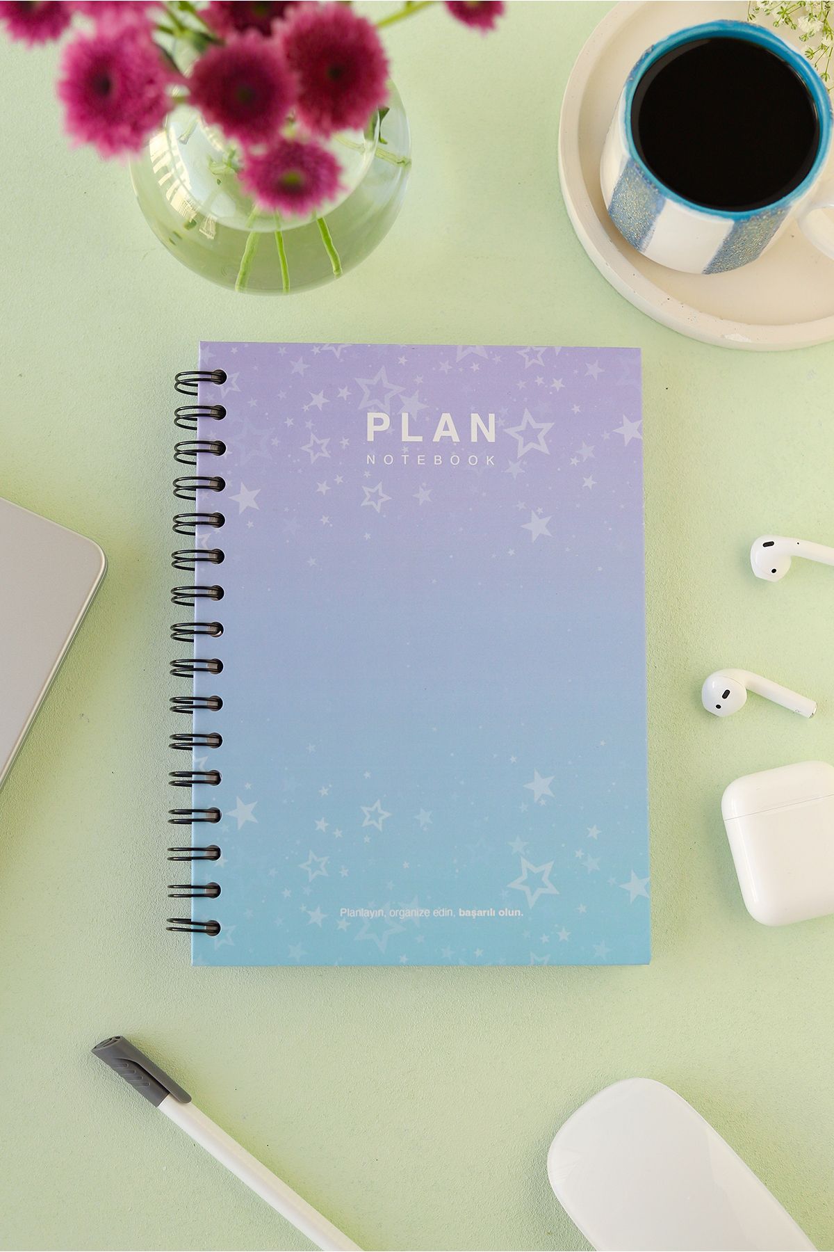 Deep Notebook-Timeless Planner Agenda A5 Spiraled Color Transition Stars Colorful Design 3