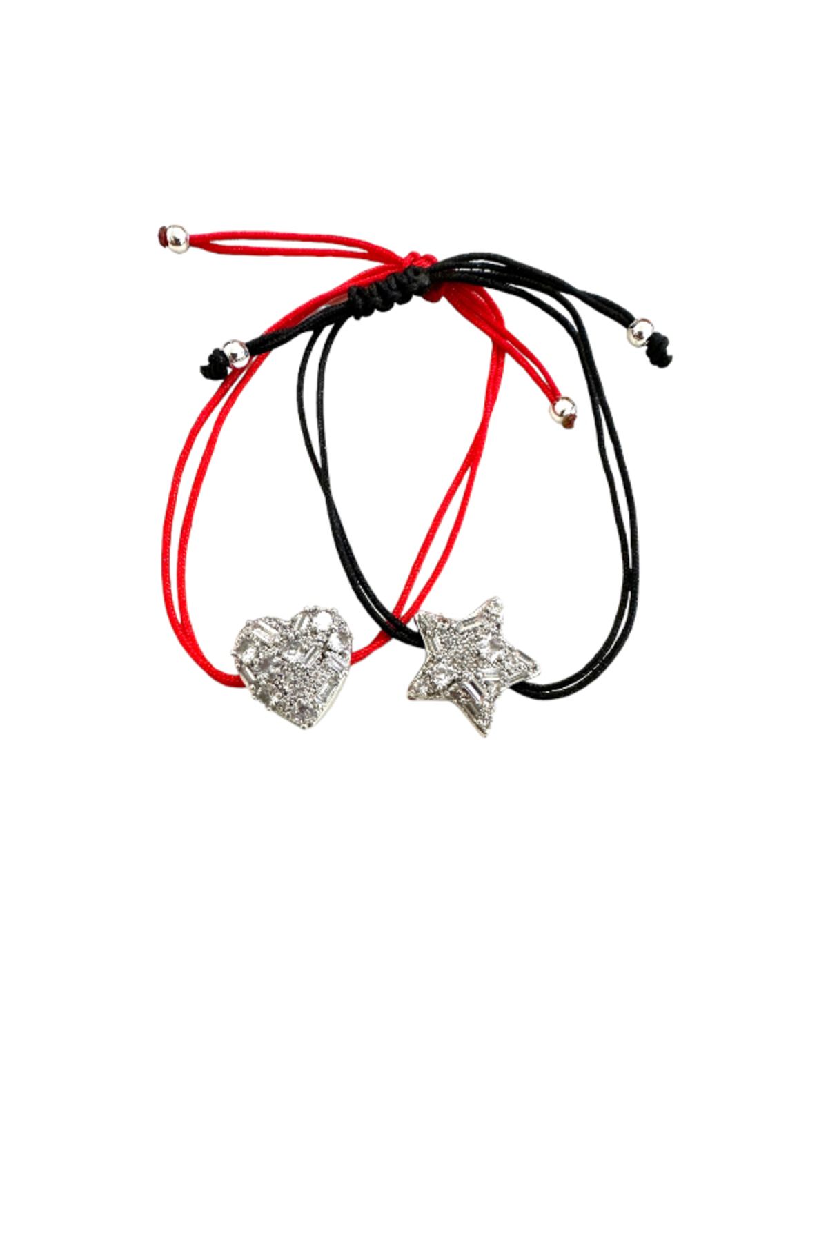 Finery by Nerrs-Black String Star Pattern Broken Baguette Bracelet 4