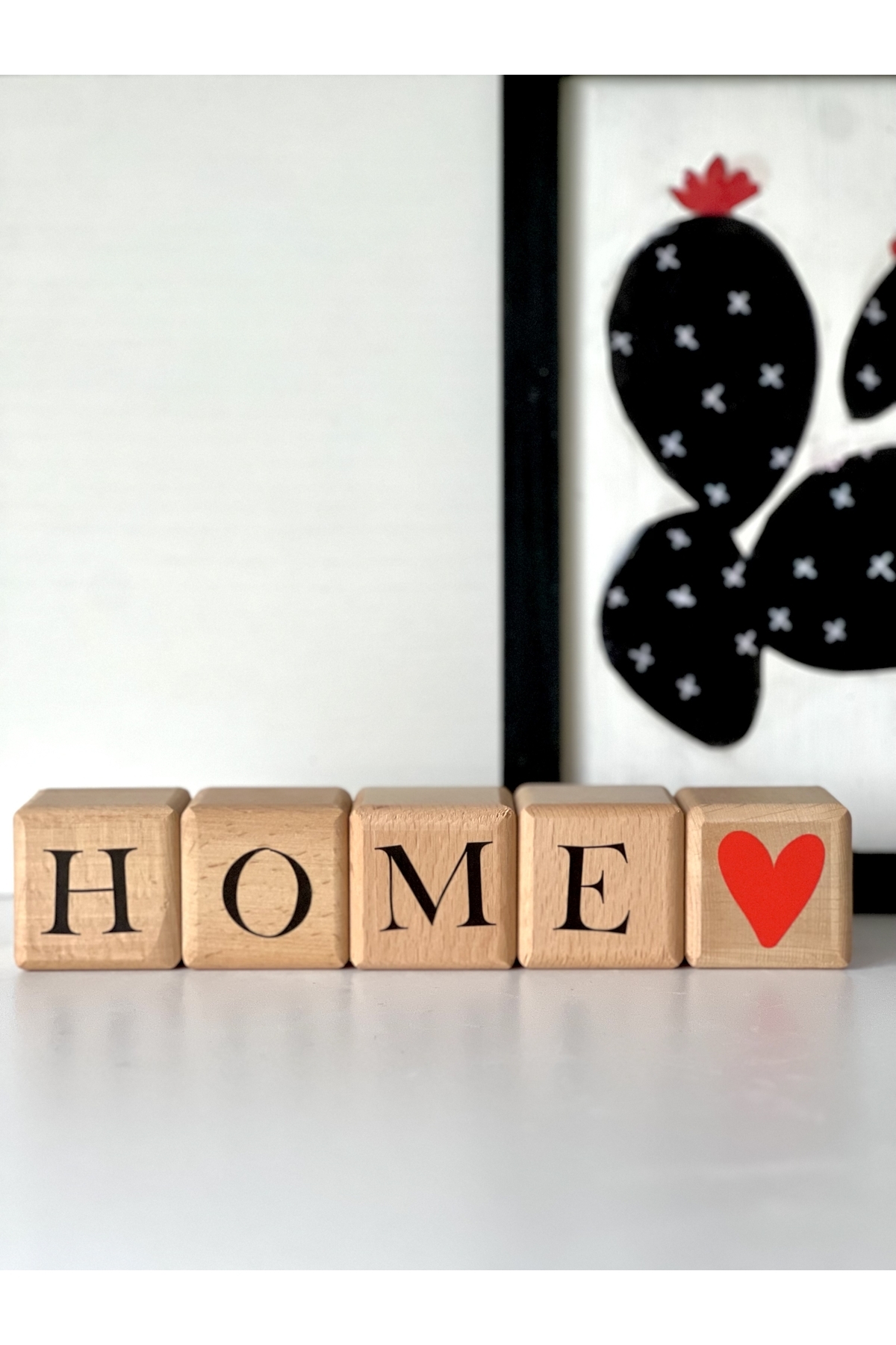 Home yazılı ahşap küp beyaz