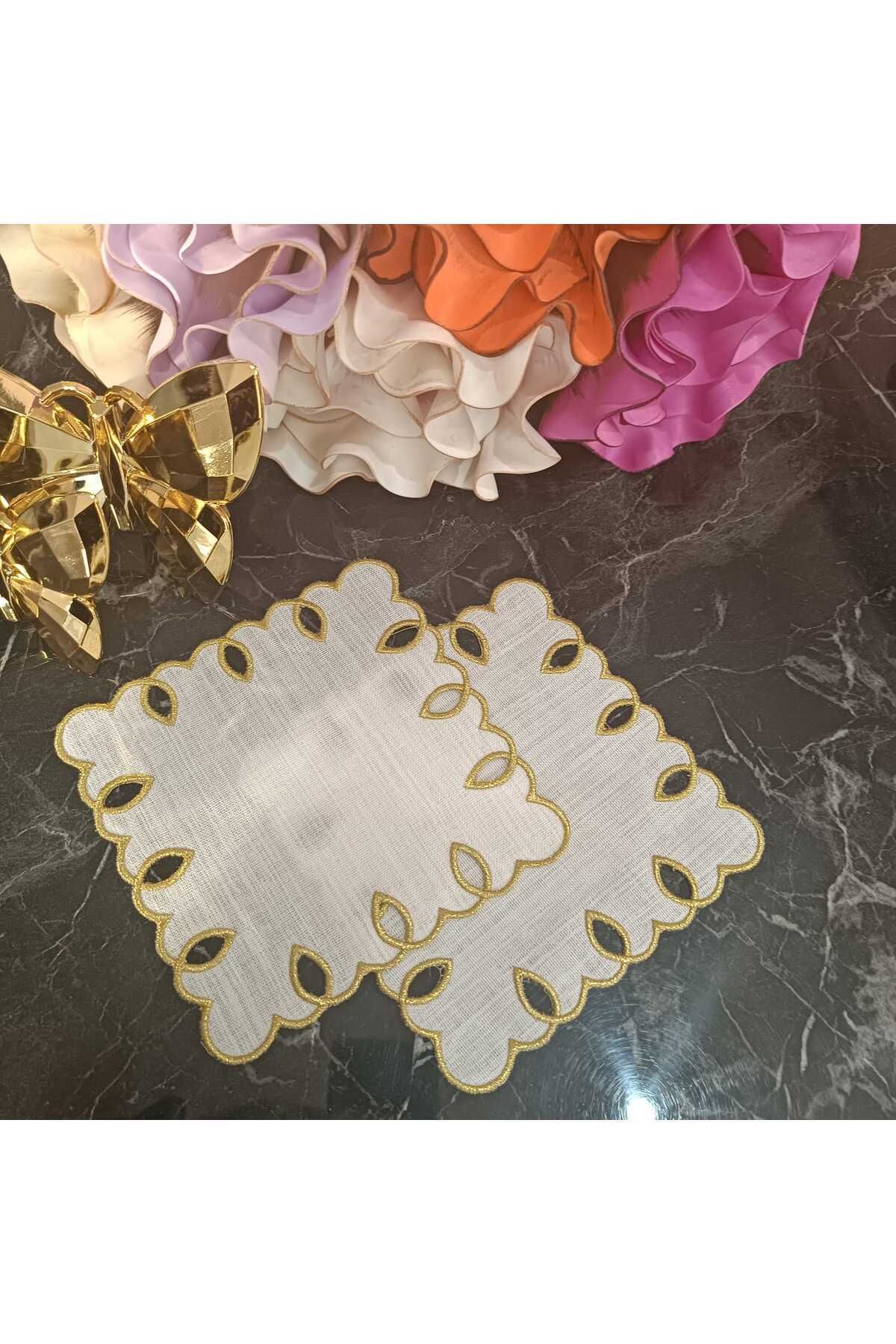 adreanna silver sim işlemeli kahve yanı, sunum peçetesi ve kokteyl peçetesi 6 adet