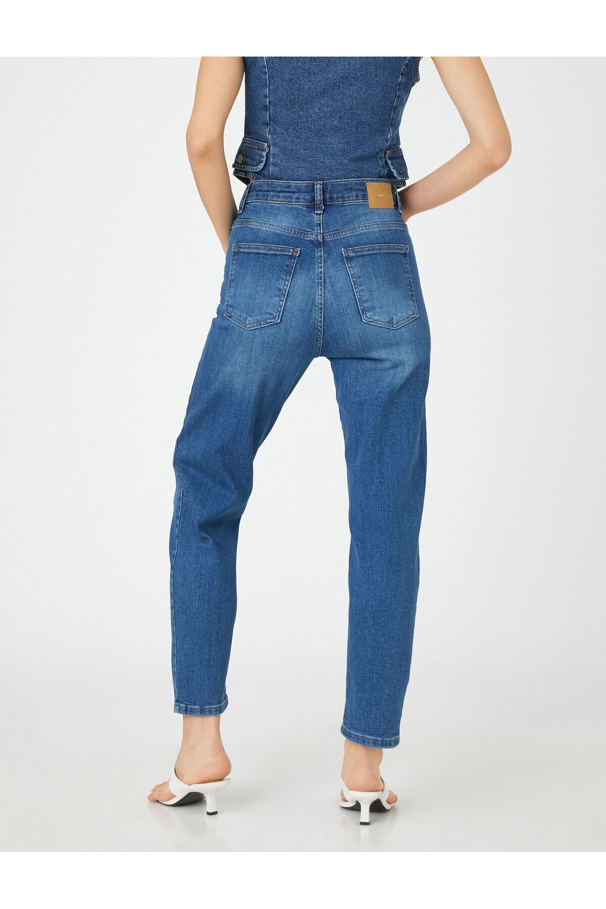 Yüksek Bel Kot Pantolon Hafif Dar Kesim - Mom Slim Jean
