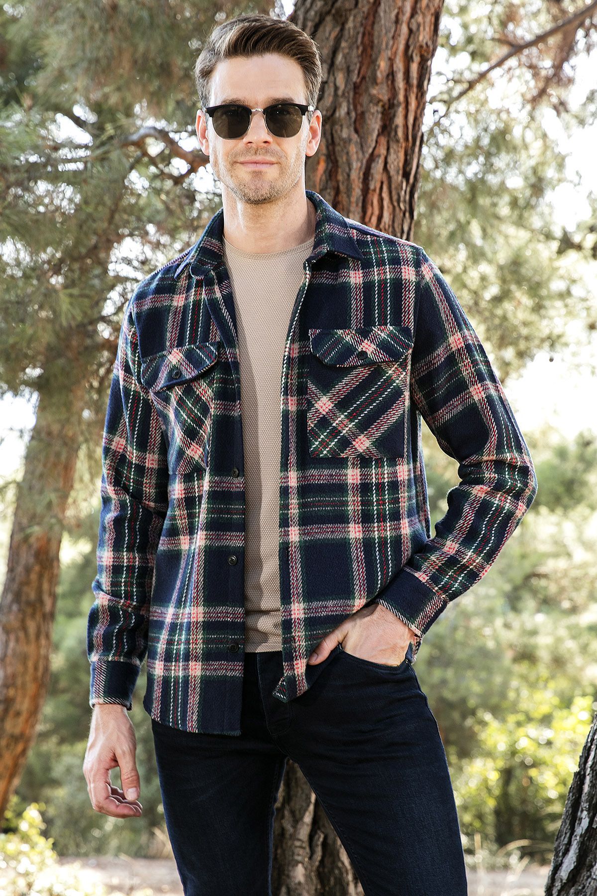 Man in top lumberjack shirt