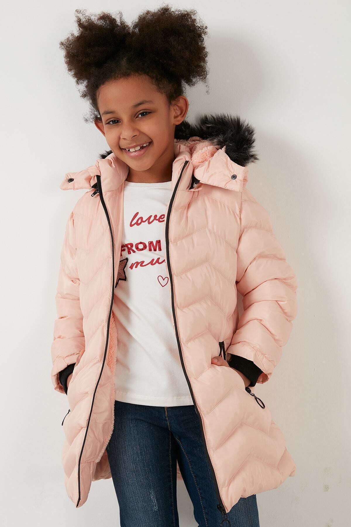 Lela Plush Lined Faux Fur Collar Removable Hooded Winter Girl s
