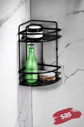 Sas Haus Yapışkanlı Kristal Raflı Askılı Banyo Düzenleyici Şampuanlık Köşelik...