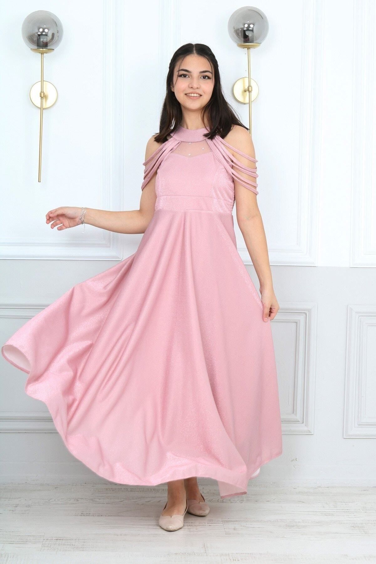 Asortix Girl s Glittery Fabric Lined Evening Dress Night