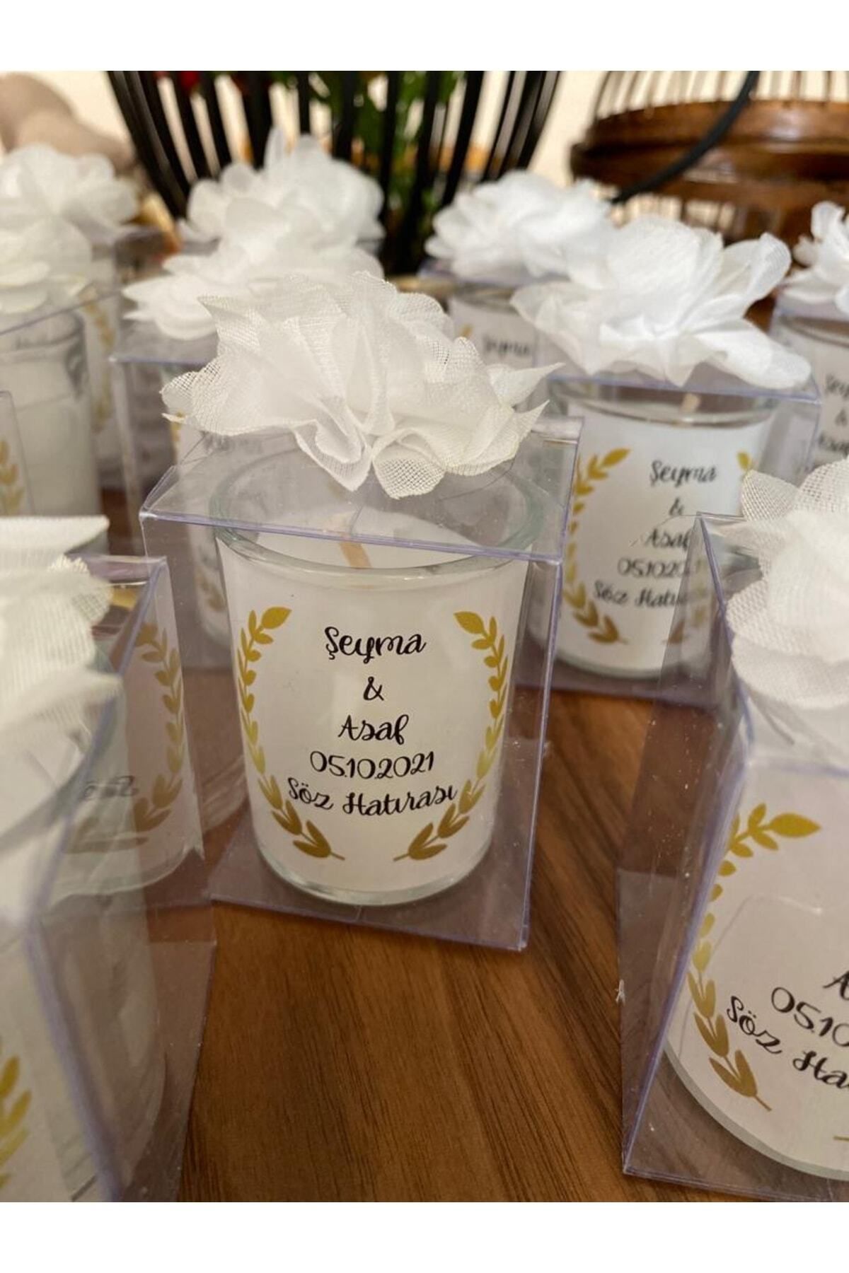 2Ehobitasarım-45 Pieces Acetate Transparent Boxed Shot Glass Cup Candle Gift, Promise, Engagement, Henna, Wedding, Birth 4
