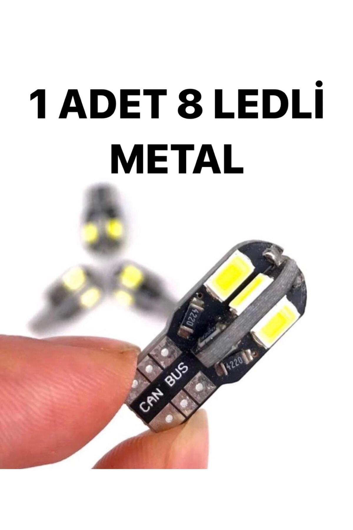 SİSA SENİSTESENAL T10 Led Metal Ultra W5w 8 Ledli Beyaz Park Tavan Plaka Ampülü (1 Adet)