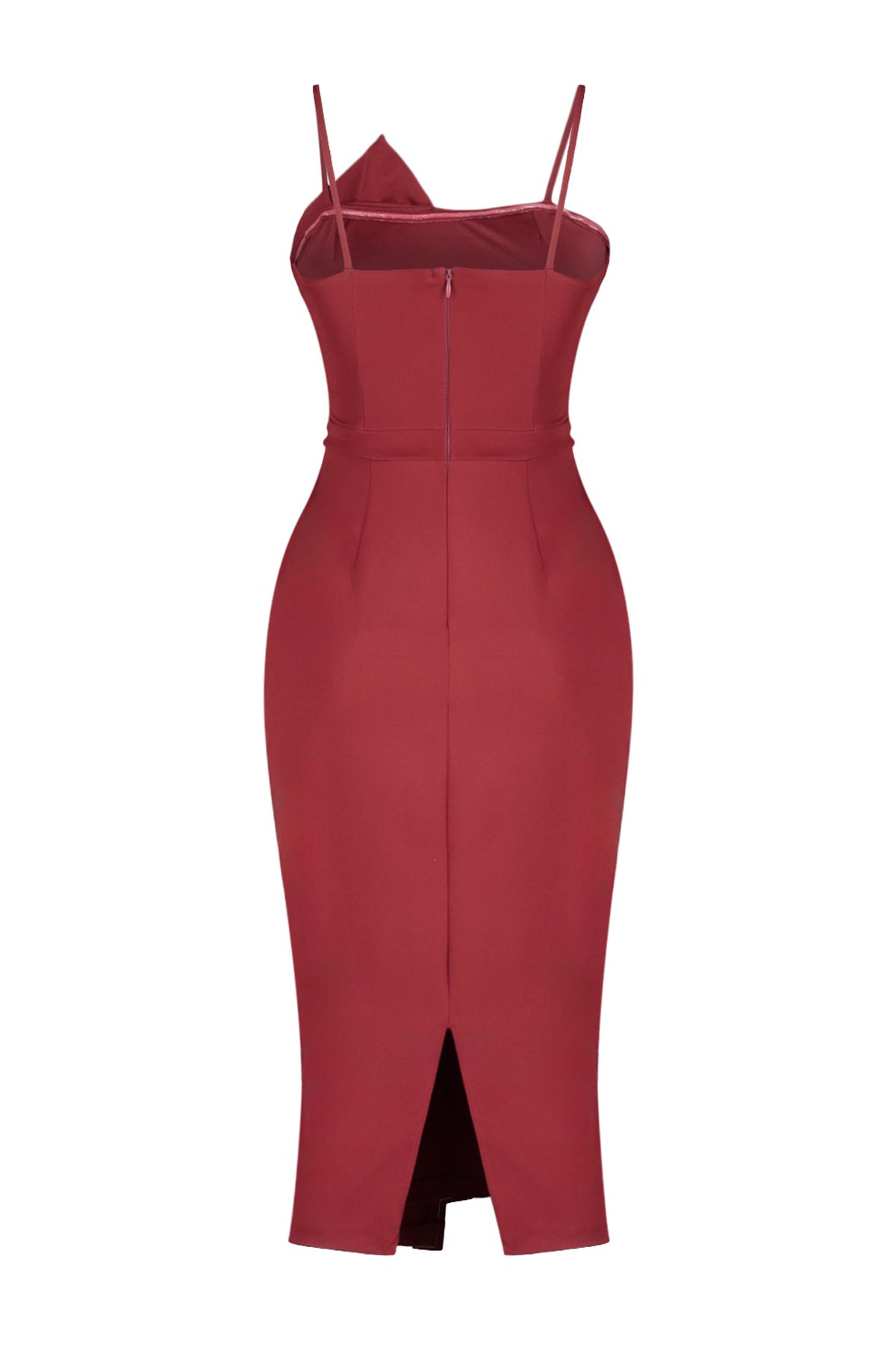 Trendyol Collection-Бордова двобортна ткана вечірня сукня в обтяжку TPRSS19FZ0136 10