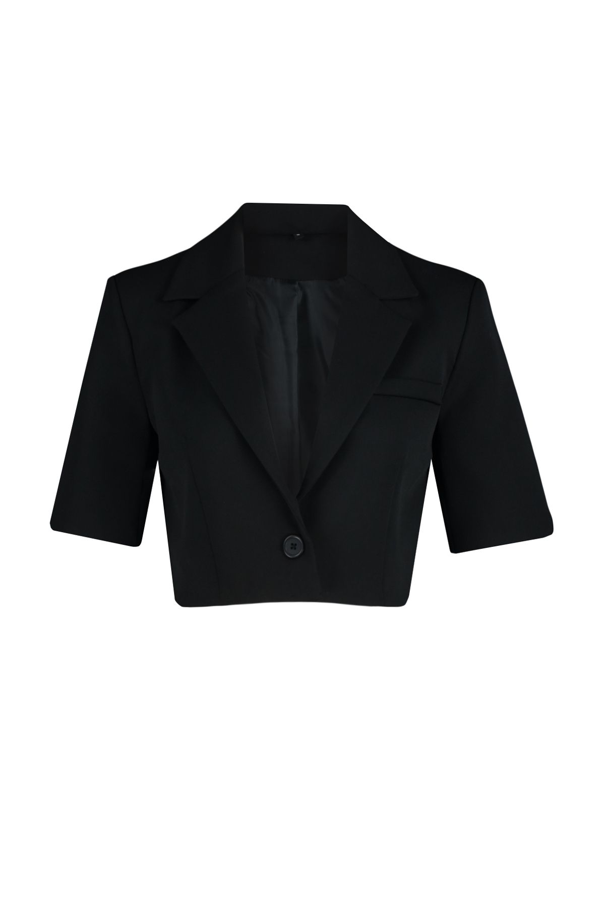 Trendyol Collection-Black Crop Short Sleeve Woven Blazer Jacket TWOSS24BC00014 7